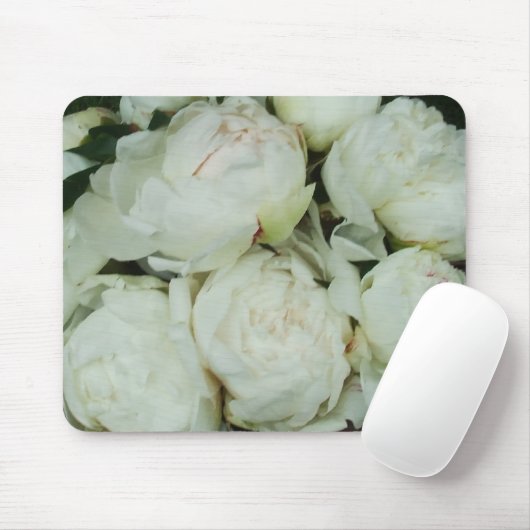 白いシャクヤクのつぼみ マウスパッド (マウス)