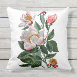 白いシャクヤクの屋外の生地の装飾用クッション20x20 クッション