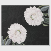 白いシャクヤクの黒のレース ラッピングペーパー (フラット)