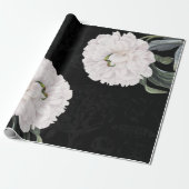 白いシャクヤクの黒のレース ラッピングペーパー (アンロールド)