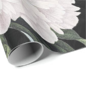 白いシャクヤクの黒のレース ラッピングペーパー (ロールコーナー)