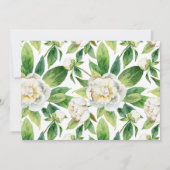 白いシャクヤク及び葉の水彩画-日付を救って下さい セーブザデート (裏面)