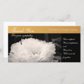 白いシャクヤク1の悔やみや弔慰は写真カード感謝していしています サンキューカード (正面/裏面)