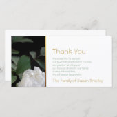 白いシャクヤク2の記念物の悔やみや弔慰は感謝していしています サンキューカード (正面/裏面)