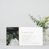 白いシャクヤク2の記念物の悔やみや弔慰は感謝していしています サンキューカード (スタンド正面)