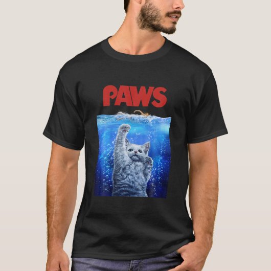 、白いシャム猫の深い海からの脅威， Paws Tシャツ (正面)