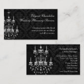 白いシャンデリアのシルエットとの黒 名刺 (正面/裏面)