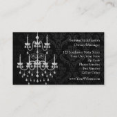 白いシャンデリアのシルエットとの黒 名刺 (裏面)