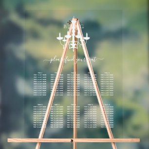 白いシャンデリア結婚の座席表 アクリルサイン