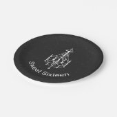 白いシャンデリア、黒いダマスク織の菓子16のプレート ペーパープレート (アングル)