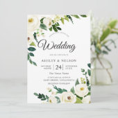 白いシャンパエレガントン素朴結婚の花 招待状 (スタンド正面)