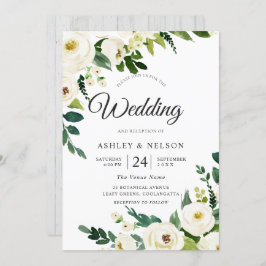 白いシャンパエレガントン素朴結婚の花 招待状