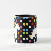 白いシュナウツァーの水玉模様のコーヒー・マグ マグカップ (中央)