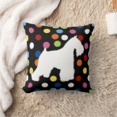 白いシュナウツァーの水玉模様の枕 クッション (ブランケット)