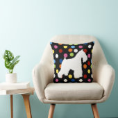 白いシュナウツァーの水玉模様の枕 クッション (椅子)