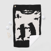 白いシルエットに黒いシルエット2踊りがフクロウを生む ゴルフタオル (インサイチュ)