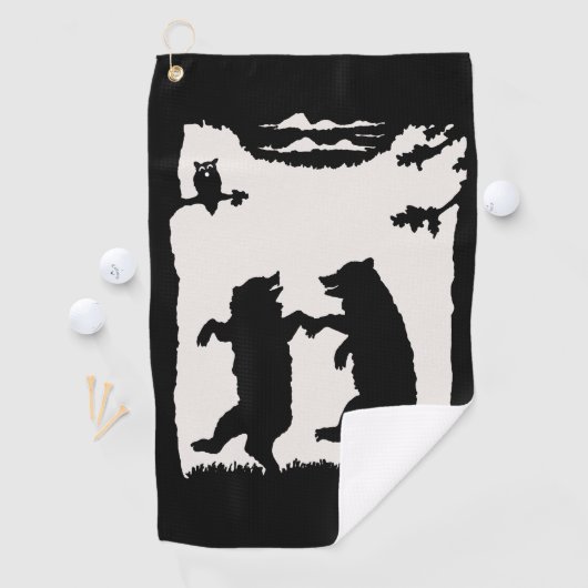 白いシルエットに黒いシルエット2踊りがフクロウを生む ゴルフタオル (インサイチュ)