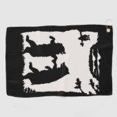 白いシルエットに黒いシルエット2踊りがフクロウを生む ゴルフタオル (横)