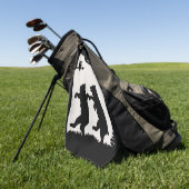 白いシルエットに黒いシルエット2踊りがフクロウを生む ゴルフタオル (グリーン)