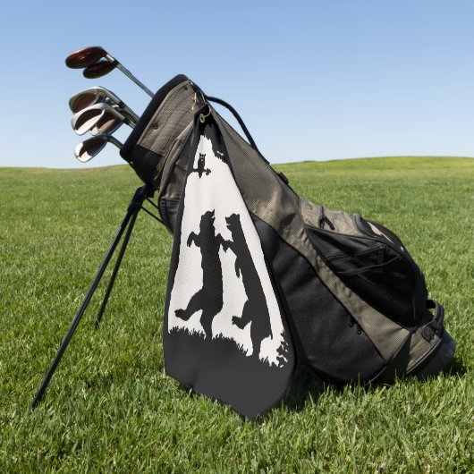 白いシルエットに黒いシルエット2踊りがフクロウを生む ゴルフタオル (グリーン)