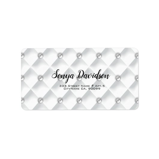 白いシルクとビーズ ラベル (正面)