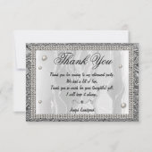 白いシルク、白い真珠と銀ありがとう ノートカード (正面)