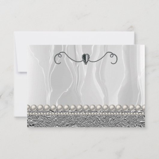 白いシルク、白い真珠と銀ありがとう ノートカード (裏面)