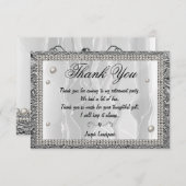 白いシルク、白い真珠と銀ありがとう ノートカード (正面/裏面)