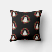 白いシロクマ赤い花の緑のリース クッション (裏面)