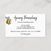 白いシンプルなハチミツ蜂 名刺 (裏面)