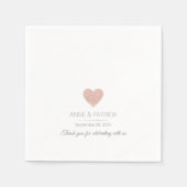 白いシンプルウェディングエレガントパーティーのバラハート スタンダードカクテルナプキン (正面)