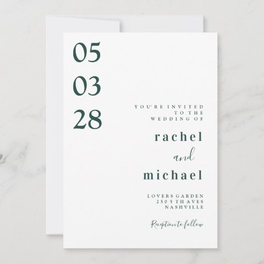 白いシンプルエレガント招待 招待状 (正面)