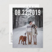 白いシンプルタイポグラフィ日付はがきを保存 案内ポストカード (正面/裏面)