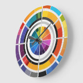 白いシンプルバックグラーズの従来のカラーホイール ラージ壁時計 (傾斜)