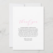 白いシンプルピンクのハート葬儀オーバルフォトウェイク サンキューカード (裏面)