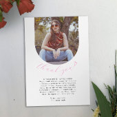 白いシンプルピンクのハート葬儀フォトウェイク サンキューカード