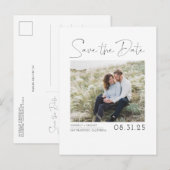 白いシンプル写真ミニマルと日付写真の保存 案内ポストカード (正面/裏面)