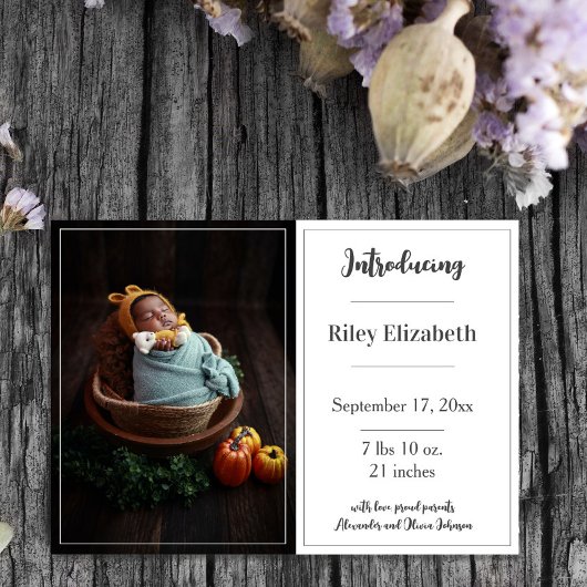 白いシンプル写真誕生のお知らせ 案内状