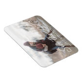 白いシンプル書道Save the Date Photo マグネット (右側)