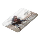 白いシンプル書道Save the Date Photo マグネット (左側)