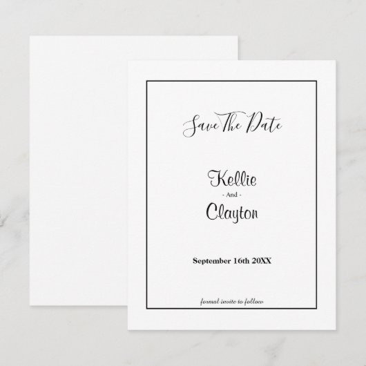 白いシンプル枠付き日付の保存 (正面/裏面)