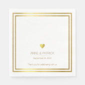 白いシンプル結エレガントフェイク婚パーティーの金ゴールド スタンダードランチョンナプキン (正面)