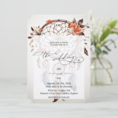 白いシンプル背景にドリームキャッチャーデザイン 招待状 (スタンド正面)