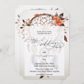 白いシンプル背景にドリームキャッチャーデザイン 招待状 (正面/裏面)