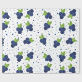 白いシンプル背景のミニマルなブルーベリー ラッピングペーパー (フラット)