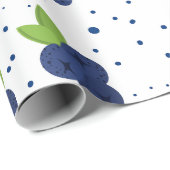 白いシンプル背景のミニマルなブルーベリー ラッピングペーパー (ロールコーナー)