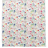 白いシンプル花柄 シャワーカーテン (正面)