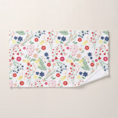 白いシンプル花柄 バスタオルセット (ハンドタオル)