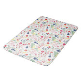 白いシンプル花柄 バスマット (アングル)