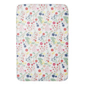 白いシンプル花柄 バスマット (正面縦)